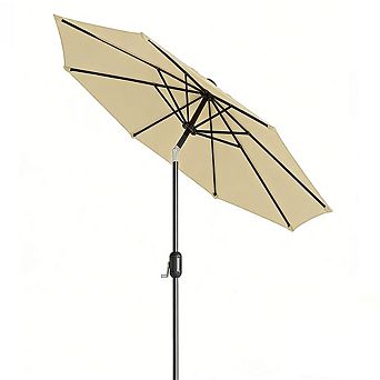 9FT Tan Outdoor Patio Market Umbrella with 6 Sturdy Ribs-UV Protection Waterproof for Garden