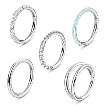 5 pc Surgical Steel Nose Hoop Set