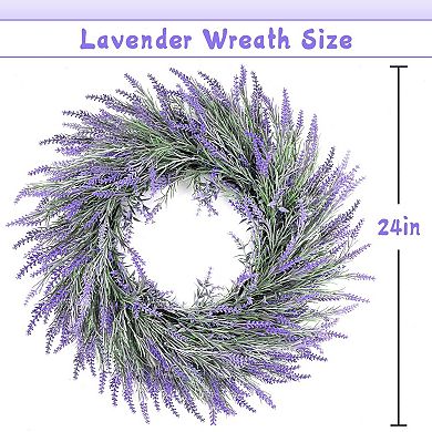 24" Lavender Door Wreath Artificial Purple Spring Summer Farmhouse Decor