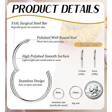 Hinged Nose Hoops for Piercing