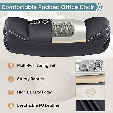 Trikiousd Leather Ergonomic Office Chair with Flip-Up Armrests and Swivel Base