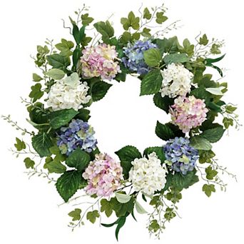 20" Spring Summer Hydrangea Wreath Front Door Decor