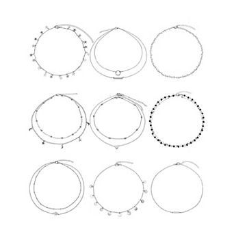 9 pc Layered Choker Necklace Set