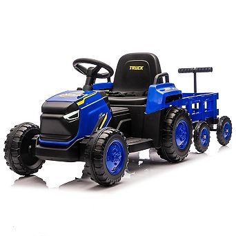 Toddlers Ride on Tractor with Detachable Garden Cart 12V Electric Kids’ Vehicle with Trailer