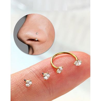 Cubic Zirconia Nose Studs Set