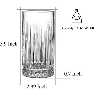 4pc Tall Glass Set, Drinking Glasses for Everyday Beverages