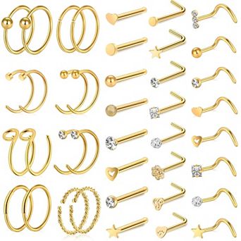 Nose Stud and Hoop Pack Set
