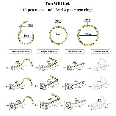 Nose Hoop and Stud Pack Set