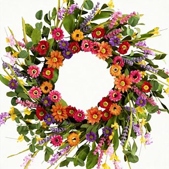 22"Artificial Eucalyptus Lavender Wreath Spring Summer