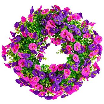 20" Spring Summer Wreath Silk Floral Eucalyptus Door Decor
