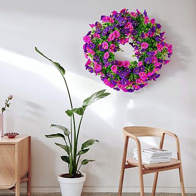 20" Spring Summer Wreath Silk Floral Eucalyptus Door Decor