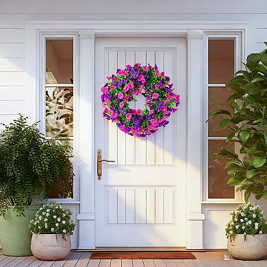20" Spring Summer Wreath Silk Floral Eucalyptus Door Decor