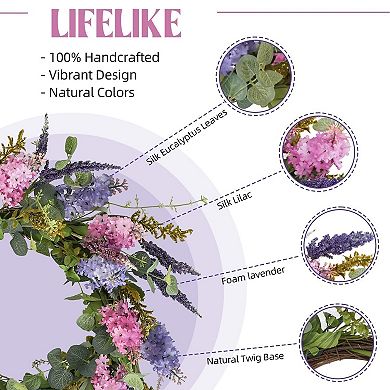 20" Lavender Lilac Wreath Floral Spring Summer Farmhouse Decor