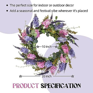 20" Lavender Lilac Wreath Floral Spring Summer Farmhouse Decor