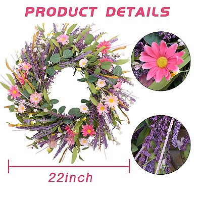 22"Artificial Lavender Wreath Spring Summer Decor