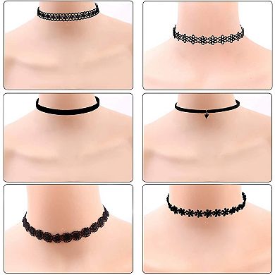6-Piece Black Velvet Choker Necklace