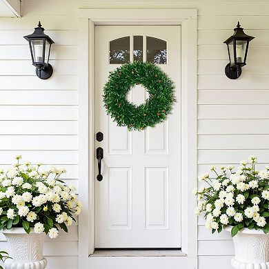 17" Spring Summer Wreath Boxwood Greenery Garland Wedding Decoration