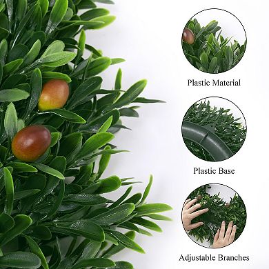 17" Spring Summer Wreath Boxwood Greenery Garland Wedding Decoration