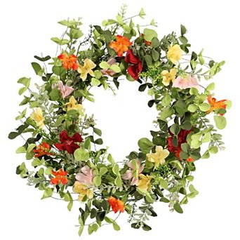 22 in Artificial Daisy Eucalyptus Wreath Spring Summer Decor