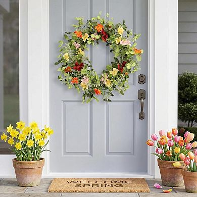22in Artificial Daisy Eucalyptus Wreath Spring Summer Decor