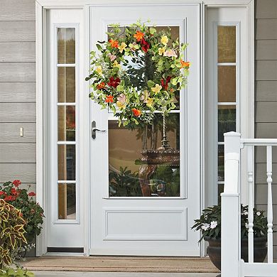 22in Artificial Daisy Eucalyptus Wreath Spring Summer Decor