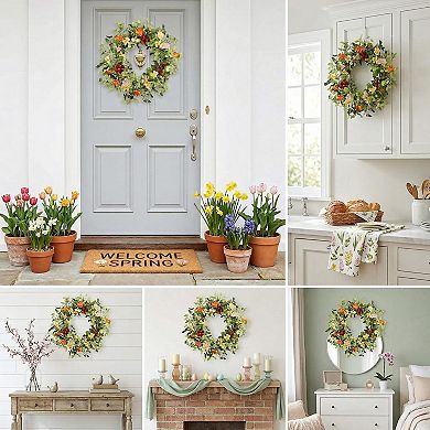 22in Artificial Daisy Eucalyptus Wreath Spring Summer Decor