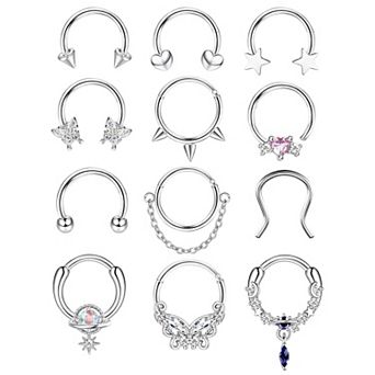 Heart & Butterfly Septum Hoop Set