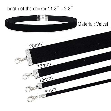 4PCS Black Velvet Choker Set