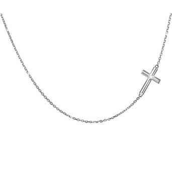 Adjustable Sterling Silver Cross Choker Necklace