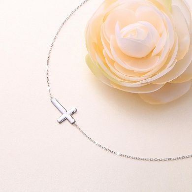 Adjustable Sterling Silver Cross Choker Necklace