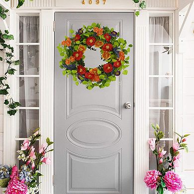 22" Poppy Lavender Cherry Blossom Wreath Spring Summer Decor