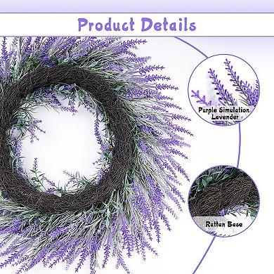 21" Lavender Door Wreath Artificial Purple Wreath Spring Summer Front Door Decor