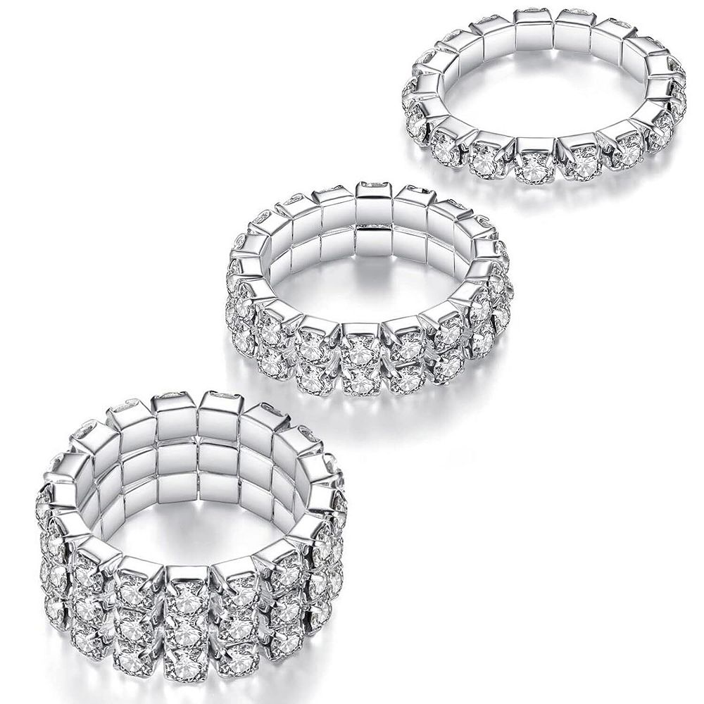 Crystal Stackable Band Rings Women