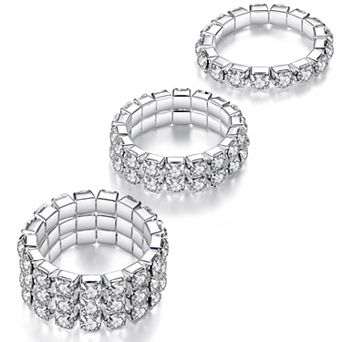 Crystal Stackable Band Rings Women