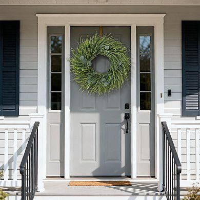26-inch Artificial Grass Wreath Eucalyptus Greenery Spring Summer Farmhouse Decor