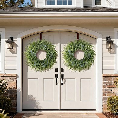 26-inch Artificial Grass Wreath Eucalyptus Greenery Spring Summer Farmhouse Decor
