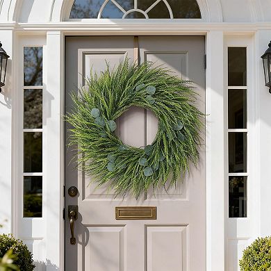 26-inch Artificial Grass Wreath Eucalyptus Greenery Spring Summer Farmhouse Decor