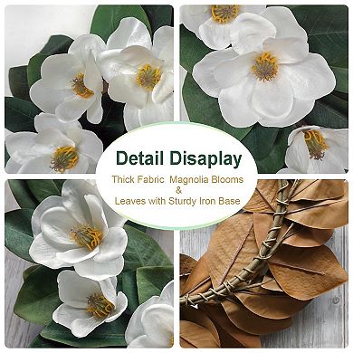 24" Artificial Magnolia Wreath Spring Summer Decor Faux Floral Door Wall