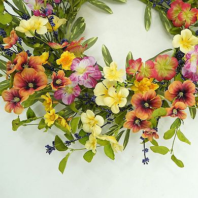 20" Spring Summer Wreath Colorful Wildflowers Eucalyptus Berries