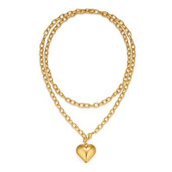 Statement Gold Heart Pendant Necklace