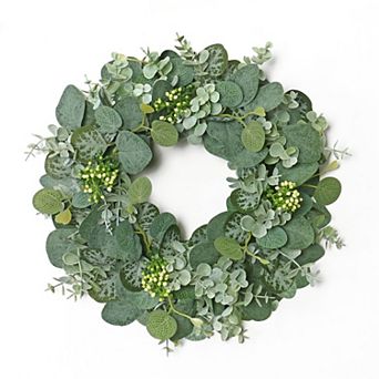 14" Eucalyptus Wreath Greenery Berries Spring Summer Farmhouse Decor