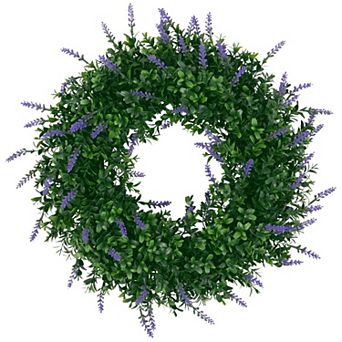 17" Spring Summer Wreath Boxwood Greenery Garland Home Wedding Wall Window Decor