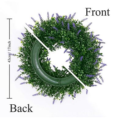 17" Spring Summer Wreath Boxwood Greenery Garland Home Wedding Wall Window Decor