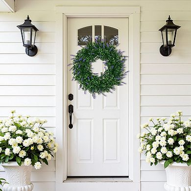 17" Spring Summer Wreath Boxwood Greenery Garland Home Wedding Wall Window Decor