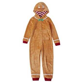 Kids 4-10 Lands' End Hooded Plush Holiday One-Piece Pajamas