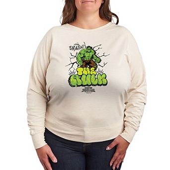 Plus Size Marvel Spider-Man Brand New Day The Hulk Graffi French Terry Long Sleeve Tee