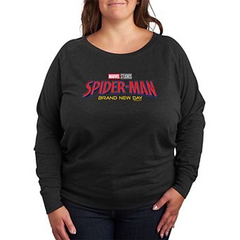 Plus Size Marvel Spider-Man Brand New Day Logo French Terry Long Sleeve Tee
