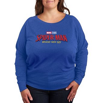 Plus Size Marvel Spider-Man Brand New Day Logo French Terry Long Sleeve Tee