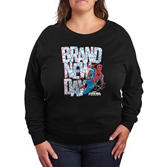 Plus Size Marvel Spider-Man Brand New Day Web Logo French Terry Long Sleeve Tee