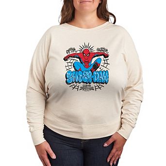Plus Size Marvel Spider-Man Brand New Day Graffiti French Terry Long Sleeve Tee